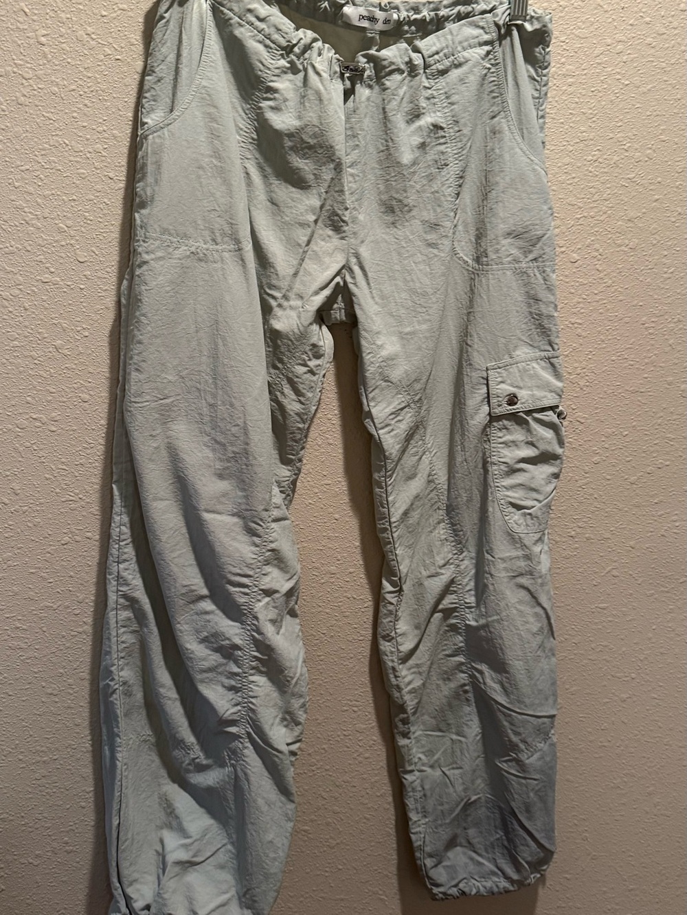 Light Gray Cargo Joggers with Elastic Drawstring Waist
